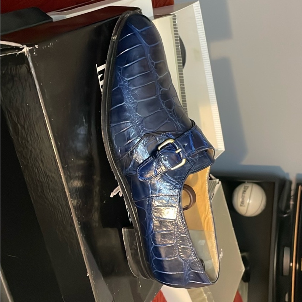 Men's Blue Crocodile Pattern Loafers